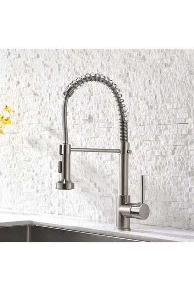 Alessandro DESIGN Baterie Bucatarie cu Dus Extractibil, Inox si Alama Crom