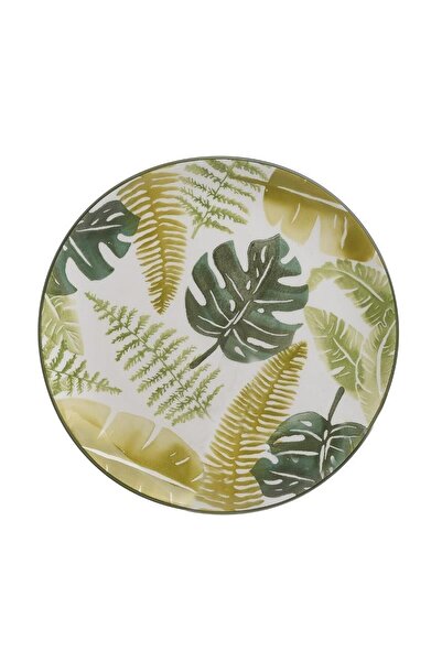 inart Green Leaf ceramic platter 26 cm