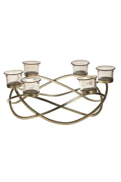 inart Suport lumanari Modern din metal si sticla 34 cm x 13 cm