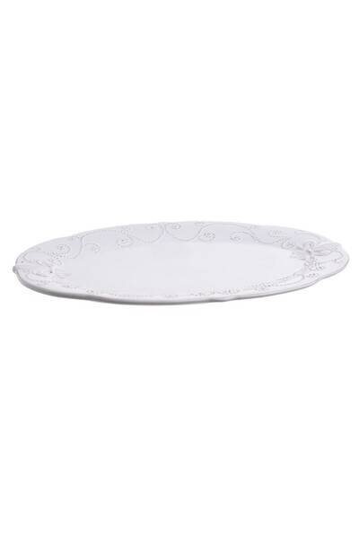 inart Cream stoneware ceramic platter 42 cm x 31 cm