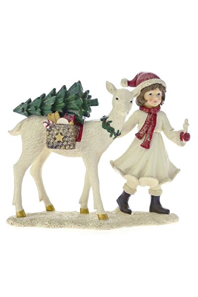 Iliadis Alexandros Figurină din rasă Fată cu cerb roșu 22 cm x 19 cm