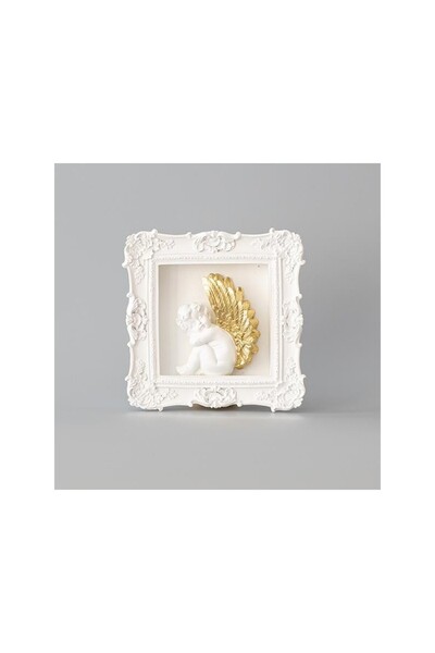 Romantic Home Decoratiune din rasina rama cu ingeras 20 cm x 20 cm