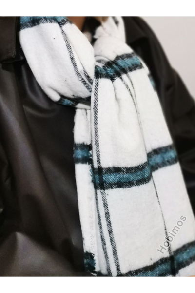 Hobimos شال سميك ذو ملمس ناعم منقوش