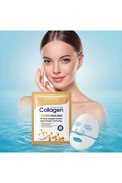 SADOER Set De 5 Masti Faciale Tip Servetel Hidratante Efect Anti-Imbatranire Cu Colagen, Sadoer, 25ml