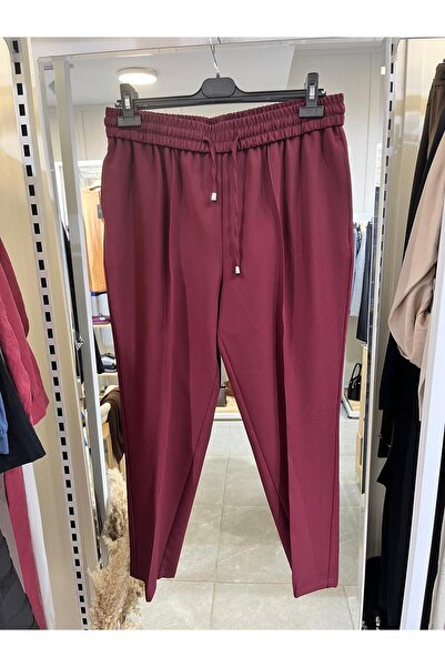 Yusuf Özdemir 1360 Elastic Waist Trousers Burgundy