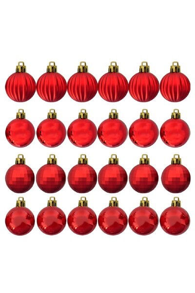 Laviyosa 4cm Luxury Tree Ornaments Assortment 4 Models 24 Pieces -Bronze Red Silver- Christmas Tree Ornament Balls