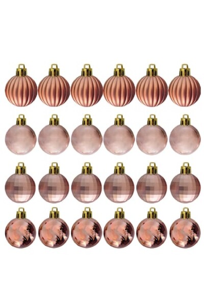 Laviyosa Ornamente de lux pentru brad de 4 cm, asortiment de 4 modele, 24 buc...