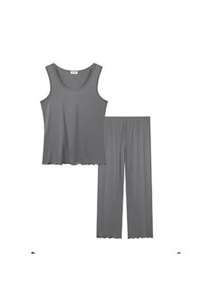 OEM Joyaria Women's Soft Bamboo Sleeveless T-Shirt and Long Pajama Pants Set-GREY