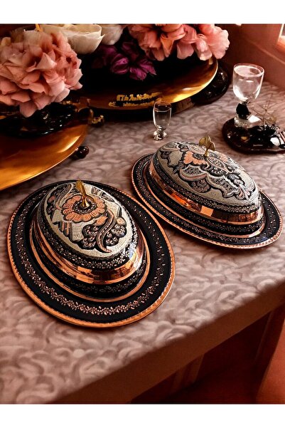 BARITCIOGLU Copper Erzincan Hand-Embroidered 2-Piece Kayak Plate