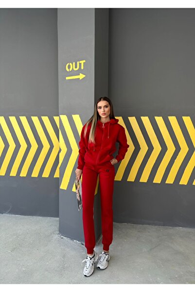 ANATOLIATEKSTILE 👑 Women's cotton tracksuit - Hooded & sweatpants with embroidered logo 👟