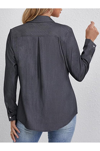 OEM Women's casual long-sleeved shirt size L gray