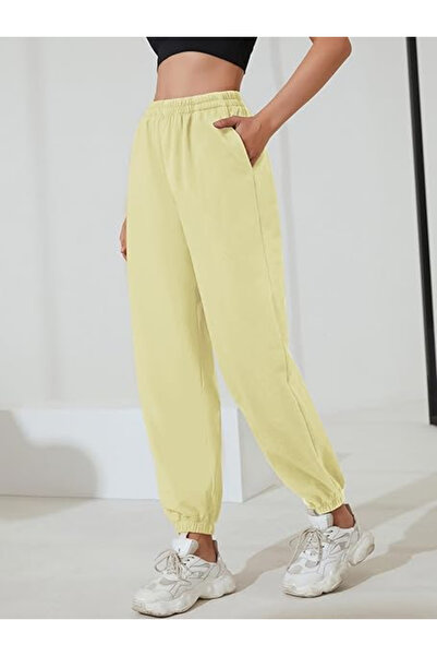 OEM Women's breathable sports pants, wide, elastic waist, Cream S