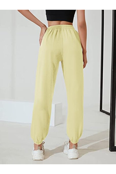 OEM Women's breathable sports pants, wide, elastic waist, Cream L