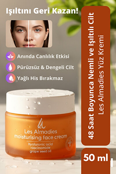 Su Bazlı Nemlendirici Yüz Kremi | Hyaluronik Asit + Niacinamide + Üzüm Çekirdeği Yağı | 50 ml