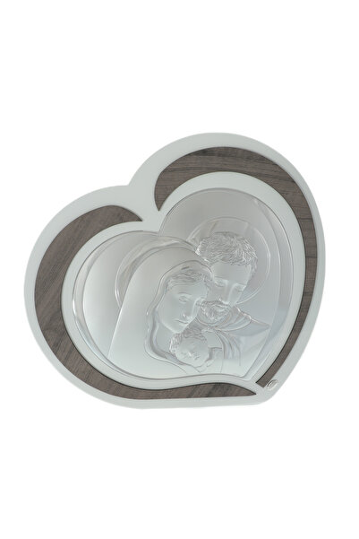 GiftExpress Icoana inima decupaj Sfanta Familie argintata 44cm