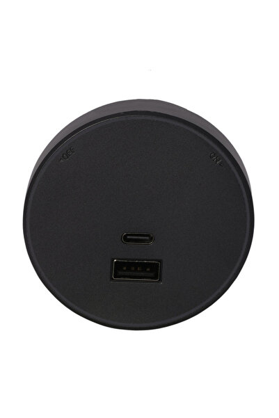 PARL Round plug head for dual USB+TYPE-C sockets, black