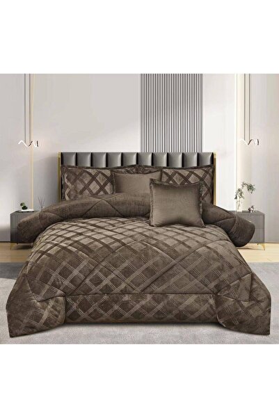 NAJMA طقم مفرش نفرين 6 قطع شتوي حشوة مليان من المخمل الناعم وجهين دفئ لك وفخامة لغرفتك سرير مقاس 200*200