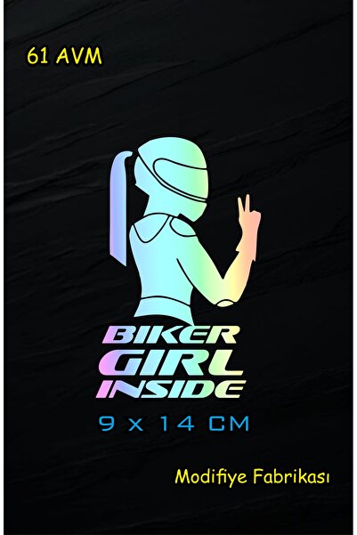 Modifiye Fabrikası Biker Girl Inside Sticker Folyo- Motorcu Kız | Hologram |