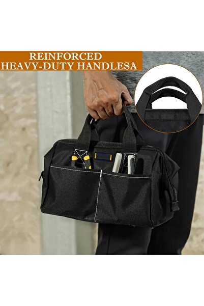 genernic حقيبة أدوات صغيرة متينة مقاس 12 بوصة بفتحة واسعة وجيوب متعددة