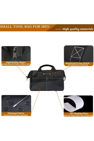 genernic حقيبة أدوات صغيرة متينة مقاس 12 بوصة بفتحة واسعة وجيوب متعددة