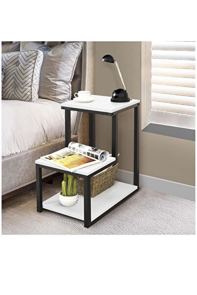 Alcoach Side Table L Shape Table 3 Layer Living Room Coffee Table for Small Living Room