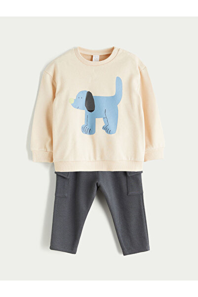 LC Waikiki Crew Neck Baby Boys' Sweatshirt and Trousers 2 Pack