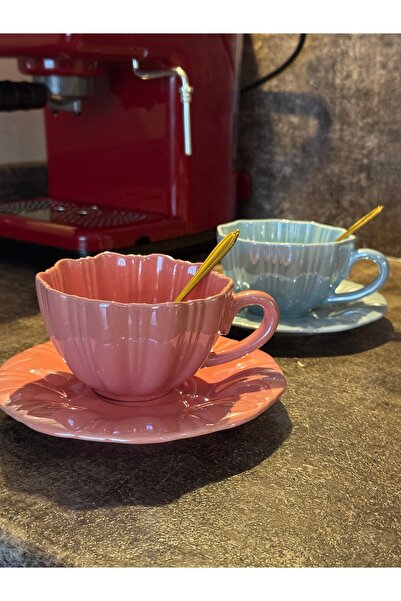 selvi wear Porcelain Coffee Cup Set – Includes Gold Spoon and Saucer