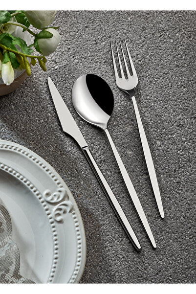 Arsel Lüks Teos Sade 6 Kişilik 18 Parça Tatlı & Pasta Çatal Kaşık Bıçak Takımı 304 Kalite Ağır Set