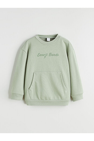 LC Waikiki Lcw kids green Printed boys' sweatshirt and sweatpants set