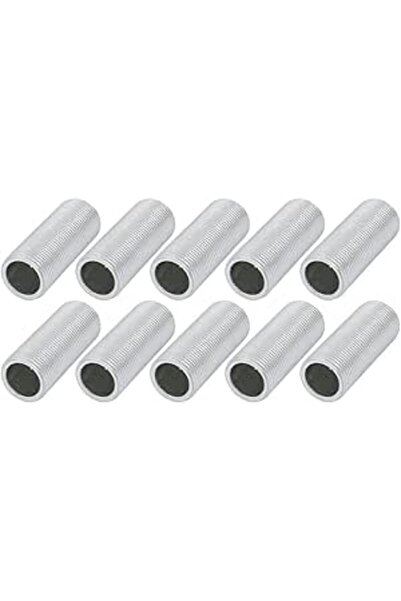 uxcell M14 Threaded Lamp Tube, 35 mm, Zinc-Plated Metal, Silver Tone, Pack of 10