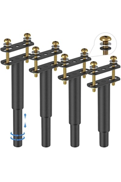 VETIN Set 4 Adjustable Furniture Legs 18-33cm 300kg Metal Black