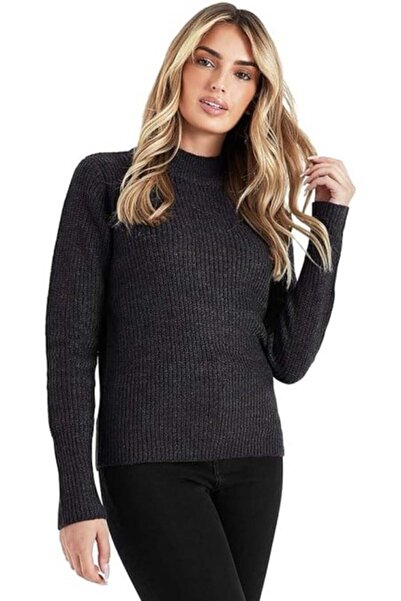 City Comfort Women's Winter Sweater, Elegant, Warm, Comfortable, High Collar, Ripped Fabric, Gray, S