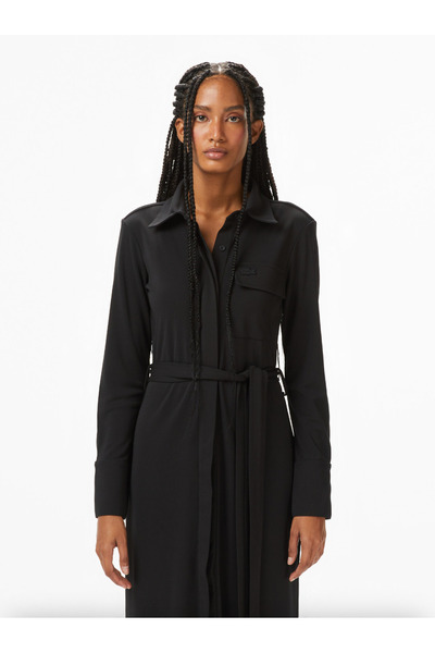 Lacoste Ribbed Knit Polo Collar Dress