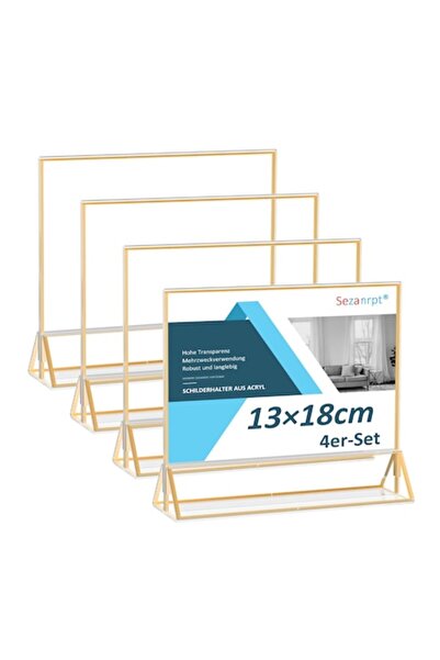 DEECOZY Acrylic Stand Photo Frame/Menu, Sezanrpt, Gold, 13x18 cm, 4 Pieces