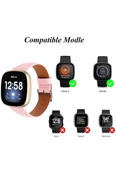 LOL Curea de ceas sport, confortabilă, din piele naturală, compatibilă cu Fitbit Versa 3/Sense