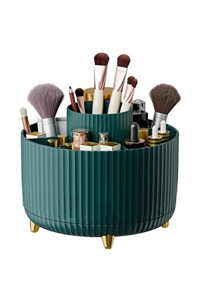 Leexo Cosmetics Organizer Axroad Mall — 360° Rotating, 5 Compartments, Plasti...