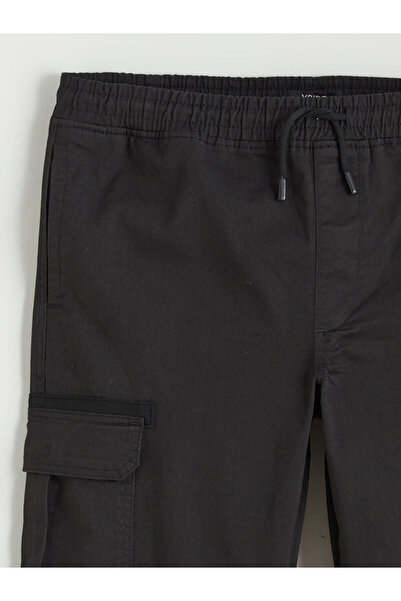 LC Waikiki Black Standard Fit Men's Trousers with Elastic Waist