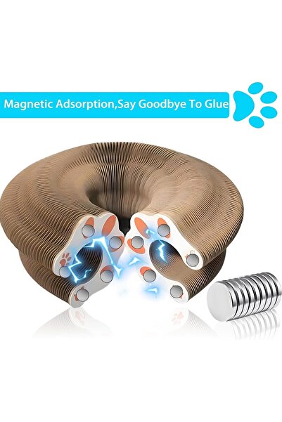 genernic JIGCEN Magic Kitty Curls Foldable Accordion Cat Scratcher with Bell Ball (Brown)