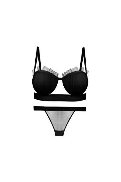 CENSEY Mussel Model Satin Striped Padded Bra Panty Set