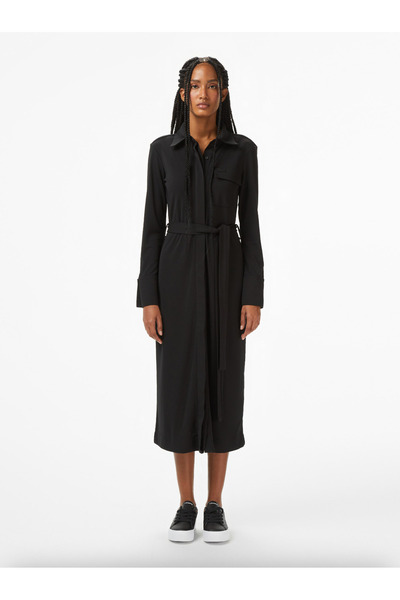 Lacoste Ribbed Knit Polo Collar Dress