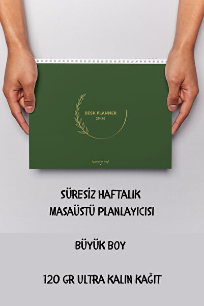 pcpapiruscraft Continuous Weekly Spiral Desktop Planner Large Size - Desk Planner