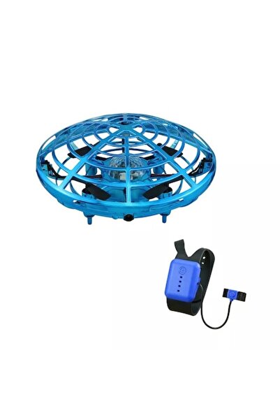 ALHENA SQN-032 Mini UFO Drone — 2.4GHz Watch Remote, Gesture Control, 5 IR Sensors, 3D Lights, Blu