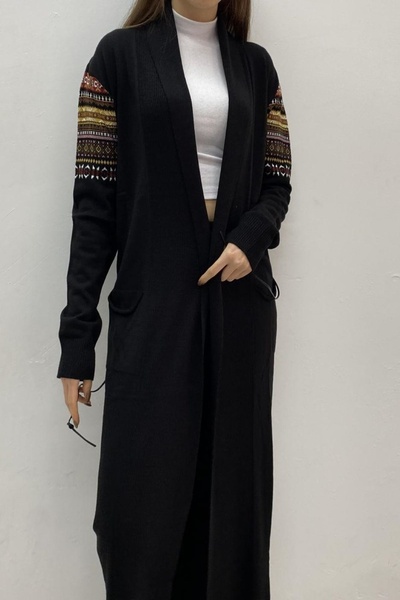 onno style women سترة طويلة بنقشة كليم