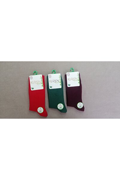 bglife Bamboo Women's Socks Stitch-Free 3 Pairs Red Green Claret Red