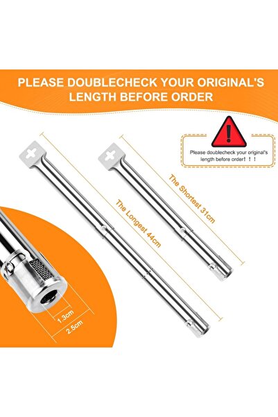 GFTIME Set of 3 Grill Burners, GFTIME, Stainless Steel, Adjustable 31-44 cm