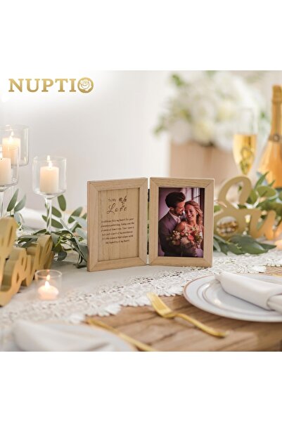 NUPTIO Double Photo Frame for 2 Photos 10x15 cm, Wood, Vintage Brown
