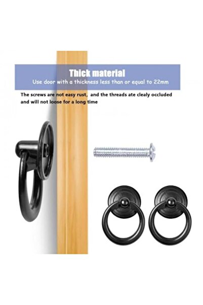 Sekey Set of 10 Furniture Ring Handles, Ehuihuan, Round Drawer Knobs, Zinc Alloy, Black