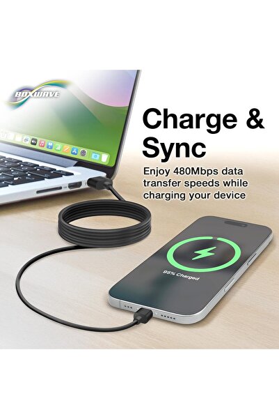 BoxWave DirectSync USB C Charge & Sync Cable for Nokia 2780 Flip – 6ft Black