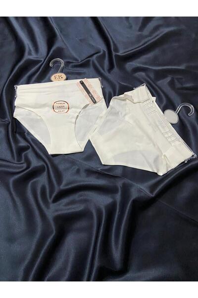 F.K pamuk kumaş lazer kesim yumuşak, rahat ten ve ekru renk li külot