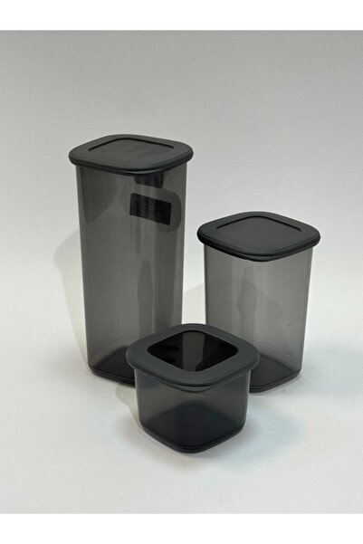 Living Set of 3 plastic containers black